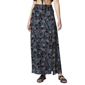 Sanctuary Phoenix Floral Print Side Slit Maxi Skirt Lined to Mini Skirt Length